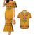 Haiti Flag Traditional Dashiki Couples Matching Mermaid Dress and Hawaiian Shirt Yellow Color