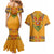Haiti Flag Traditional Dashiki Couples Matching Mermaid Dress and Hawaiian Shirt Yellow Color