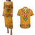 Haiti Flag Traditional Dashiki Couples Matching Puletasi and Hawaiian Shirt Yellow Color