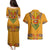 Haiti Flag Traditional Dashiki Couples Matching Puletasi and Hawaiian Shirt Yellow Color