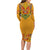 Haiti Flag Traditional Dashiki Family Matching Long Sleeve Bodycon Dress and Hawaiian Shirt Yellow Color
