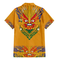 Haiti Flag Traditional Dashiki Family Matching Mermaid Dress and Hawaiian Shirt Yellow Color