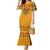 Haiti Flag Traditional Dashiki Family Matching Mermaid Dress and Hawaiian Shirt Yellow Color
