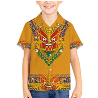 Haiti Flag Traditional Dashiki Family Matching Mermaid Dress and Hawaiian Shirt Yellow Color