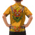 Haiti Flag Traditional Dashiki Family Matching Off The Shoulder Long Sleeve Dress and Hawaiian Shirt Yellow Color