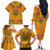 Haiti Flag Traditional Dashiki Family Matching Off The Shoulder Long Sleeve Dress and Hawaiian Shirt Yellow Color