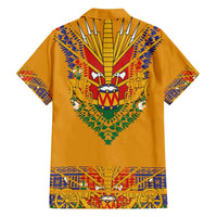 Haiti Flag Traditional Dashiki Family Matching Off The Shoulder Long Sleeve Dress and Hawaiian Shirt Yellow Color