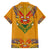 Haiti Flag Traditional Dashiki Family Matching Off The Shoulder Long Sleeve Dress and Hawaiian Shirt Yellow Color