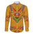 Haiti Flag Traditional Dashiki Family Matching Off The Shoulder Long Sleeve Dress and Hawaiian Shirt Yellow Color