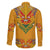 Haiti Flag Traditional Dashiki Family Matching Off The Shoulder Long Sleeve Dress and Hawaiian Shirt Yellow Color