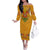 Haiti Flag Traditional Dashiki Family Matching Off The Shoulder Long Sleeve Dress and Hawaiian Shirt Yellow Color