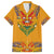 Haiti Flag Traditional Dashiki Family Matching Off Shoulder Maxi Dress and Hawaiian Shirt Yellow Color