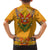 Haiti Flag Traditional Dashiki Family Matching Short Sleeve Bodycon Dress and Hawaiian Shirt Yellow Color