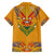 Haiti Flag Traditional Dashiki Family Matching Short Sleeve Bodycon Dress and Hawaiian Shirt Yellow Color