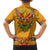 Haiti Flag Traditional Dashiki Family Matching Summer Maxi Dress and Hawaiian Shirt Yellow Color