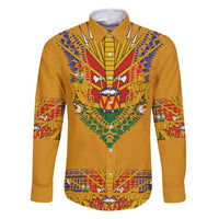 Haiti Flag Traditional Dashiki Family Matching Summer Maxi Dress and Hawaiian Shirt Yellow Color