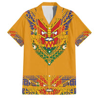 Haiti Flag Traditional Dashiki Family Matching Tank Maxi Dress and Hawaiian Shirt Yellow Color