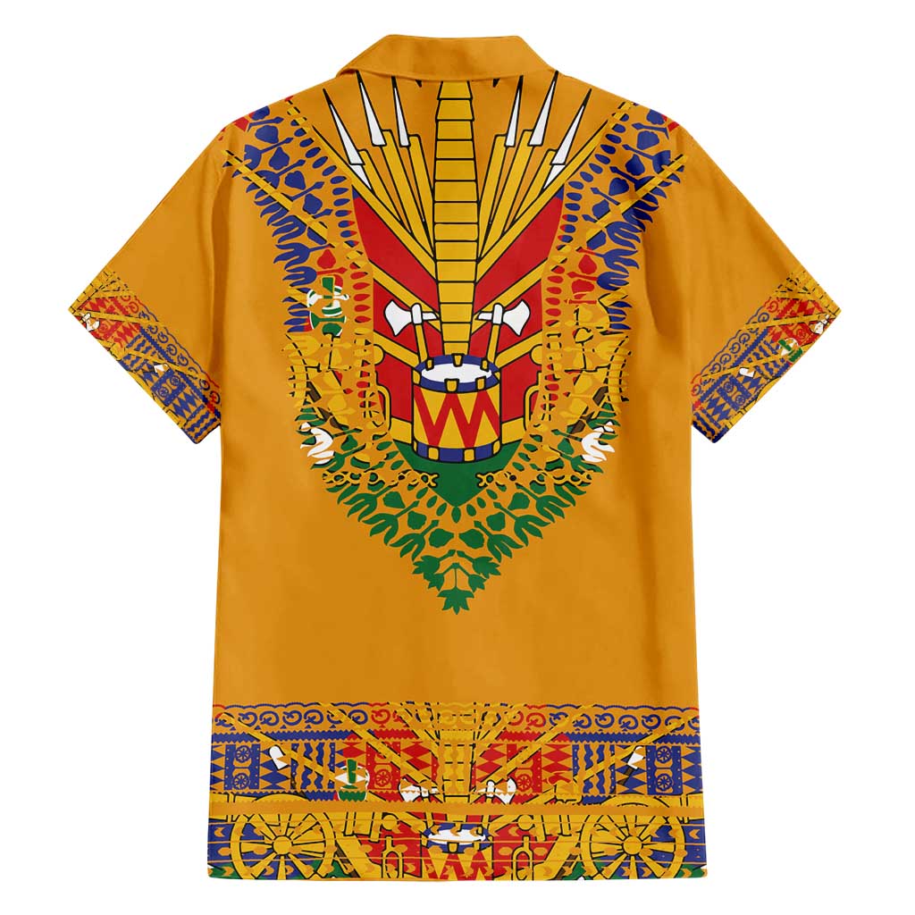 Haiti Flag Traditional Dashiki Hawaiian Shirt Yellow Color