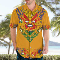 Haiti Flag Traditional Dashiki Hawaiian Shirt Yellow Color