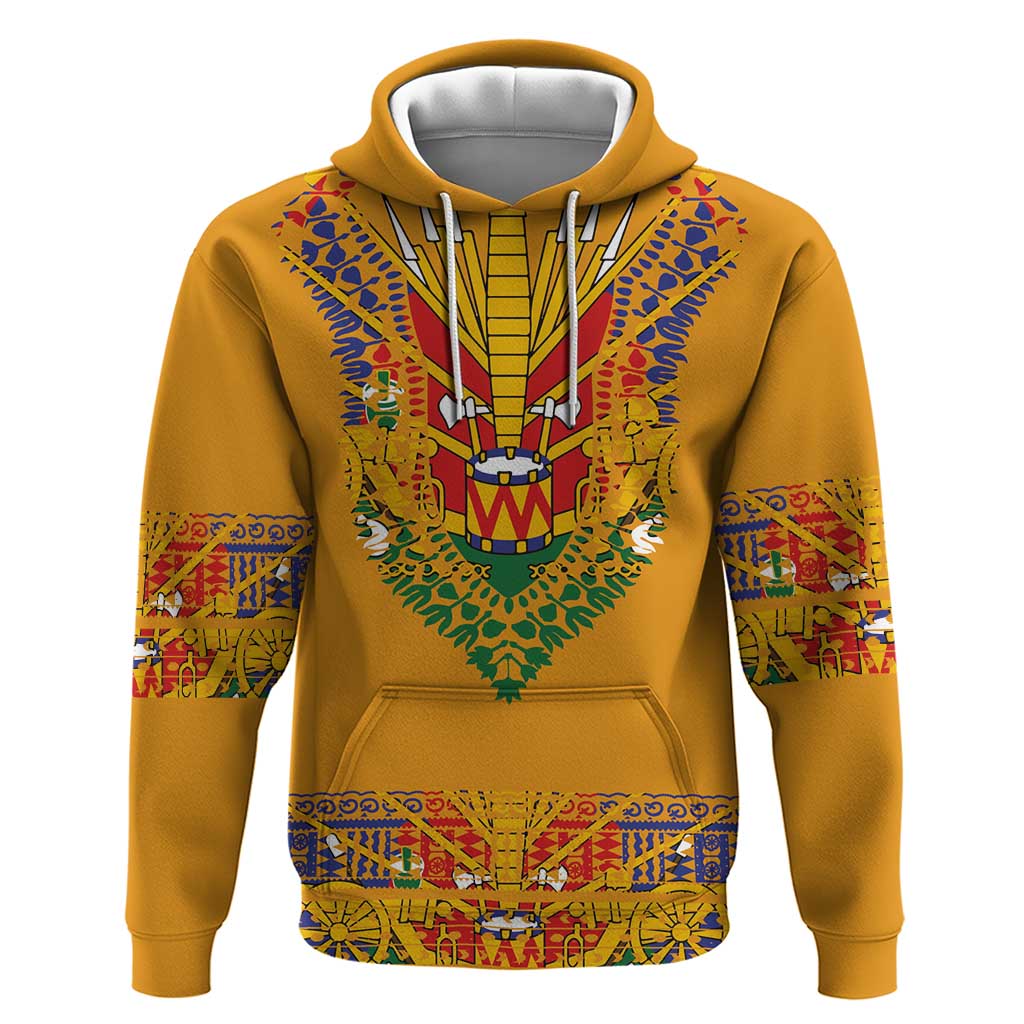 Haiti Flag Traditional Dashiki Hoodie Yellow Color