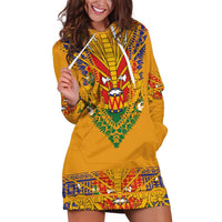 Haiti Flag Traditional Dashiki Hoodie Dress Yellow Color