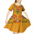 Haiti Flag Traditional Dashiki Kid Short Sleeve Dress Yellow Color