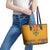 Haiti Flag Traditional Dashiki Leather Tote Bag Yellow Color