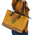 Haiti Flag Traditional Dashiki Leather Tote Bag Yellow Color