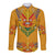 Haiti Flag Traditional Dashiki Long Sleeve Button Shirt Yellow Color