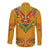 Haiti Flag Traditional Dashiki Long Sleeve Button Shirt Yellow Color
