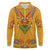 Haiti Flag Traditional Dashiki Long Sleeve Polo Shirt Yellow Color