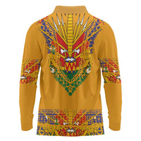 Haiti Flag Traditional Dashiki Long Sleeve Polo Shirt Yellow Color