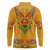 Haiti Flag Traditional Dashiki Long Sleeve Polo Shirt Yellow Color