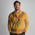 Haiti Flag Traditional Dashiki Long Sleeve Polo Shirt Yellow Color