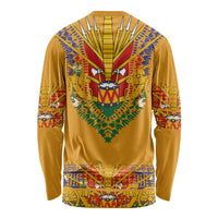 Haiti Flag Traditional Dashiki Long Sleeve Shirt Yellow Color