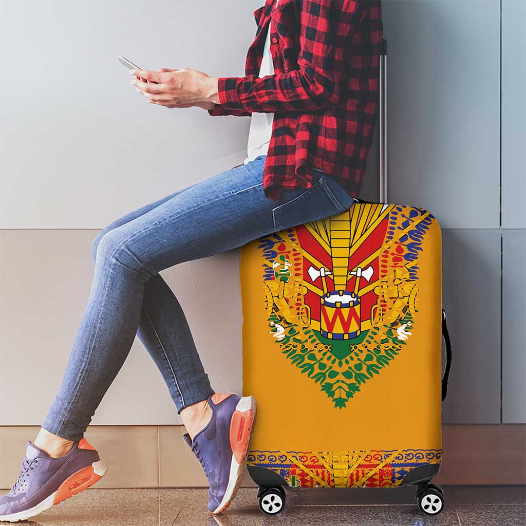 Haiti Flag Traditional Dashiki Luggage Cover Yellow Color