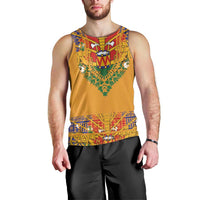 Haiti Flag Traditional Dashiki Men Tank Top Yellow Color
