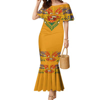 Haiti Flag Traditional Dashiki Mermaid Dress Yellow Color