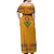 Haiti Flag Traditional Dashiki Off Shoulder Maxi Dress Yellow Color