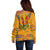 Haiti Flag Traditional Dashiki Off Shoulder Sweater Yellow Color