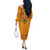 Haiti Flag Traditional Dashiki Off The Shoulder Long Sleeve Dress Yellow Color