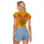 Haiti Flag Traditional Dashiki Raglan Cropped T Shirt Yellow Color