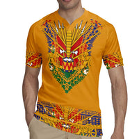 Haiti Flag Traditional Dashiki Rugby Jersey Yellow Color