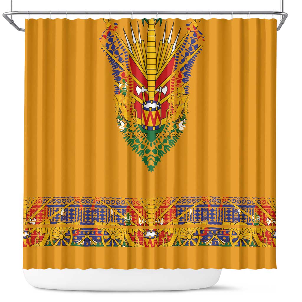 Haiti Flag Traditional Dashiki Shower Curtain Yellow Color