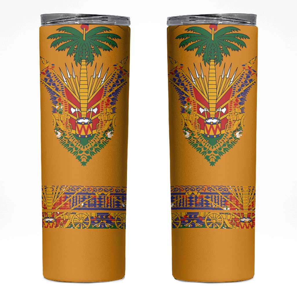 Haiti Flag Traditional Dashiki Skinny Tumbler Yellow Color