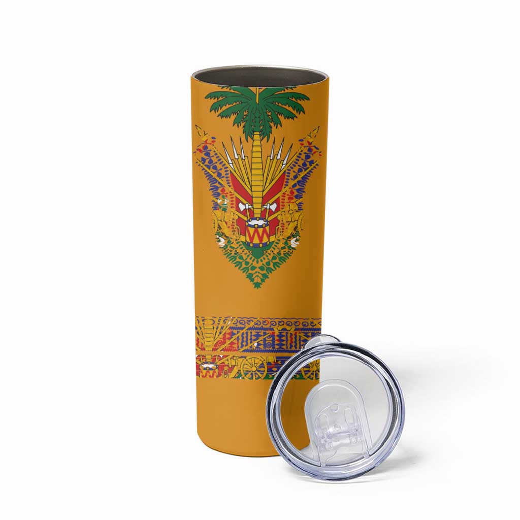 Haiti Flag Traditional Dashiki Skinny Tumbler Yellow Color
