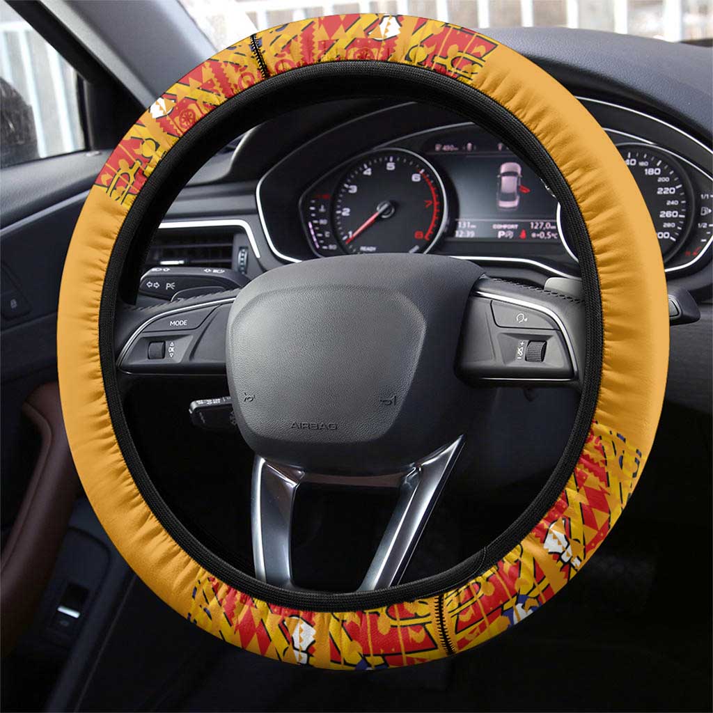 Haiti Flag Traditional Dashiki Steering Wheel Cover Yellow Color