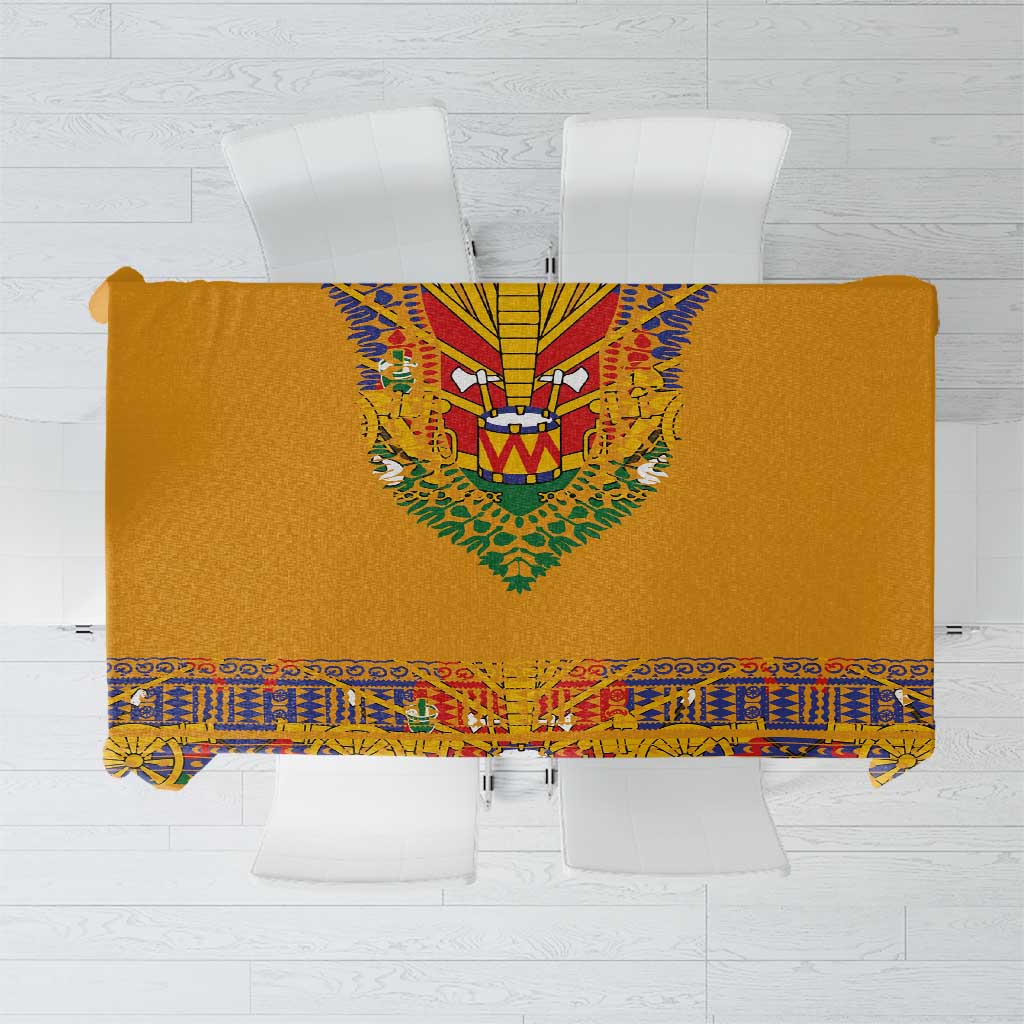 Haiti Flag Traditional Dashiki Tablecloth Yellow Color