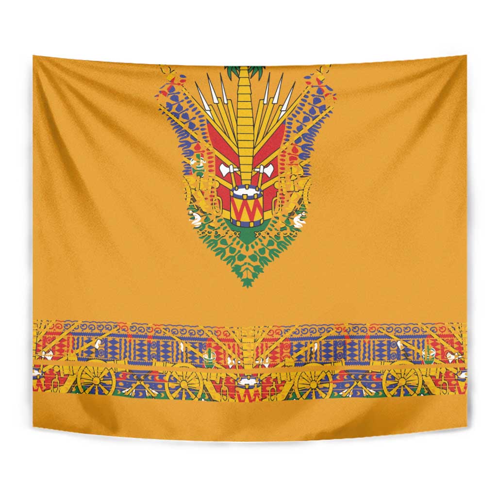 Haiti Flag Traditional Dashiki Tapestry Yellow Color