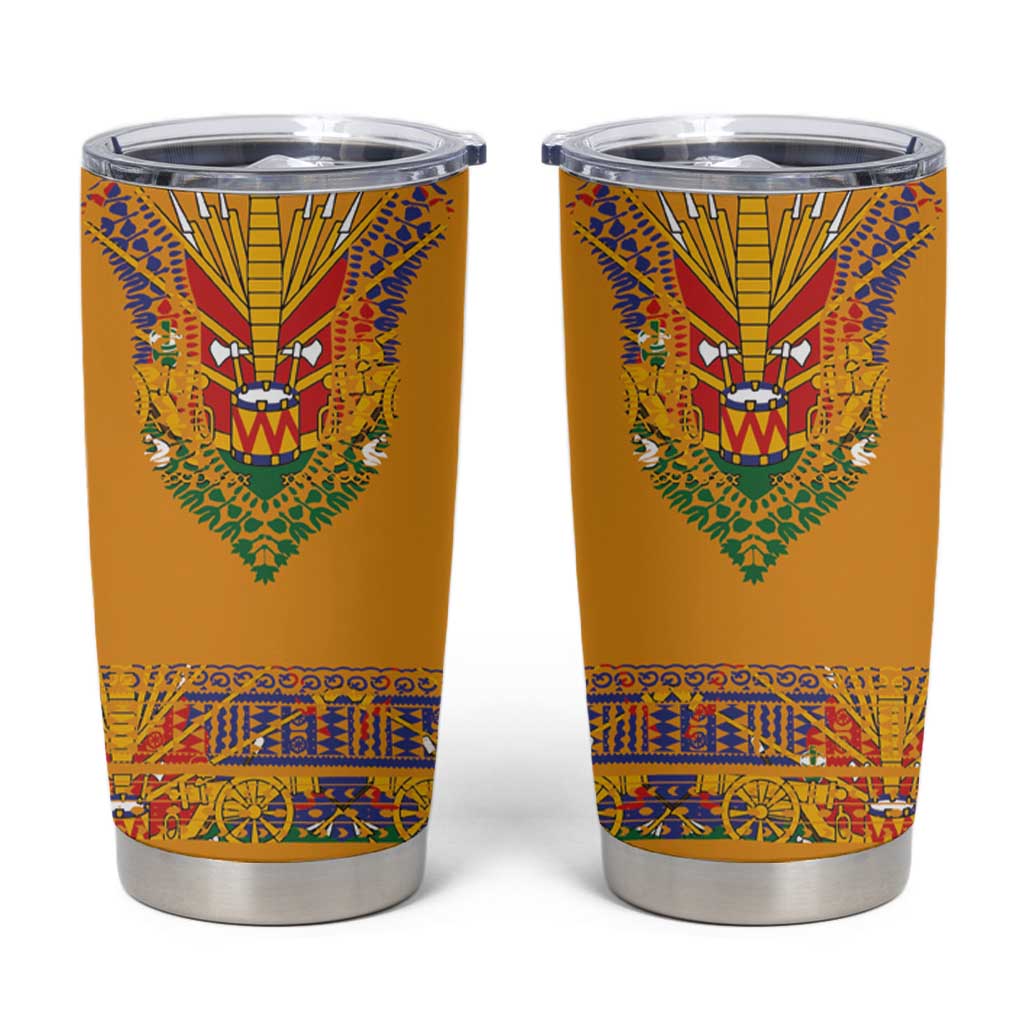 Haiti Flag Traditional Dashiki Tumbler Cup Yellow Color